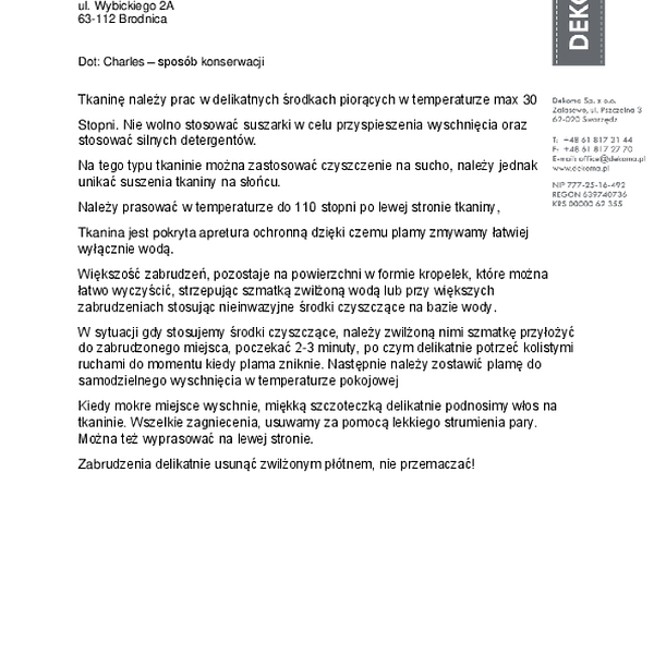 charles - konserwacja pielegnacja